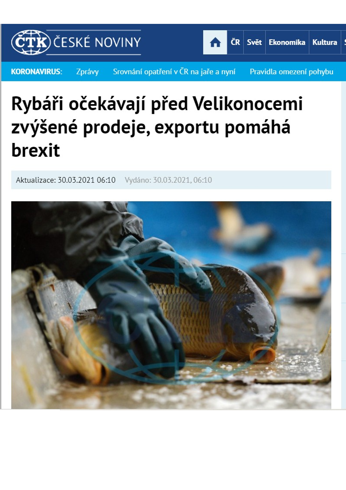 Rybáři očekávají před Velikonocemi zvýšené prodeje